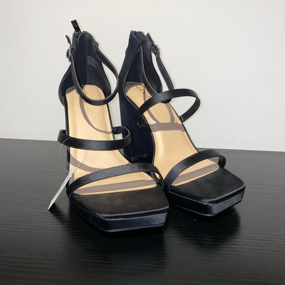 Torrid 11W Black Satin Strappy High Heel - Picture 2 of 8